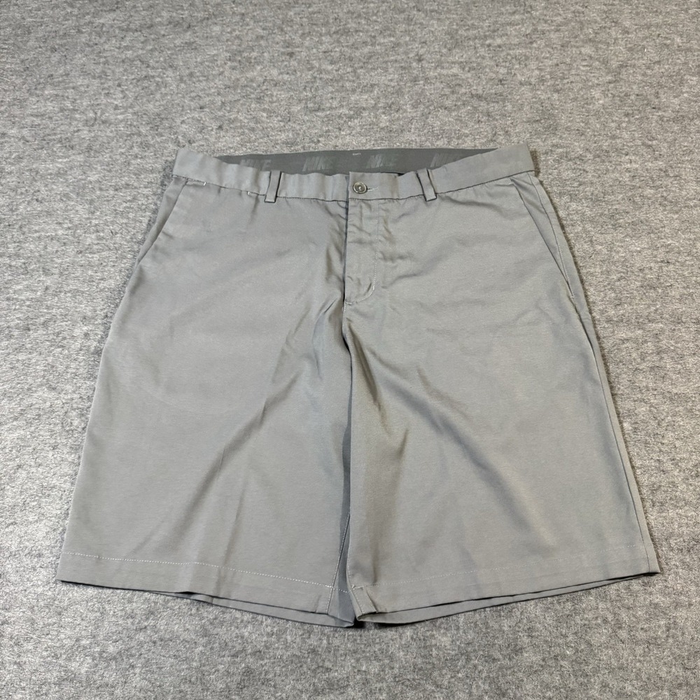 Nike Shorts Men's 34 Gray Dri-Fit Golf Flat Front Performance Golfer 833222-021